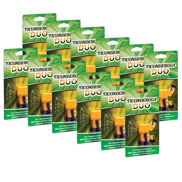 DUO Sharpener and Eraser, Yellow, PK12, 12PK, Ticonderoga, Mfr#: 39001